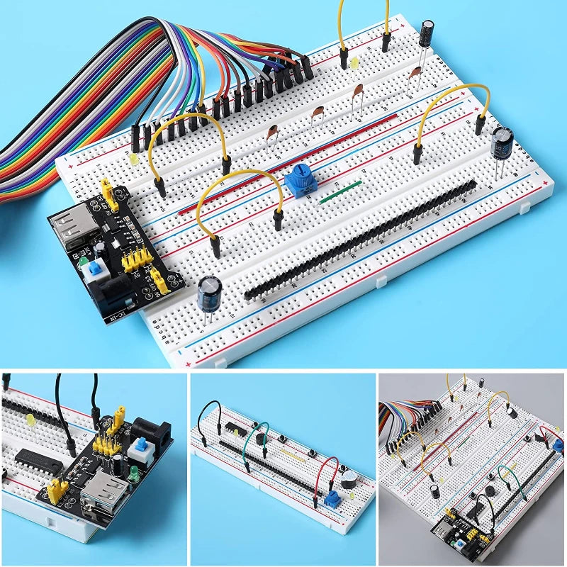 MB-102 MB102 Breadboard 400 830 Point 65 Jumper Wires Solderless PCB Bread Board Test Develop DIY for Arduino Power Module