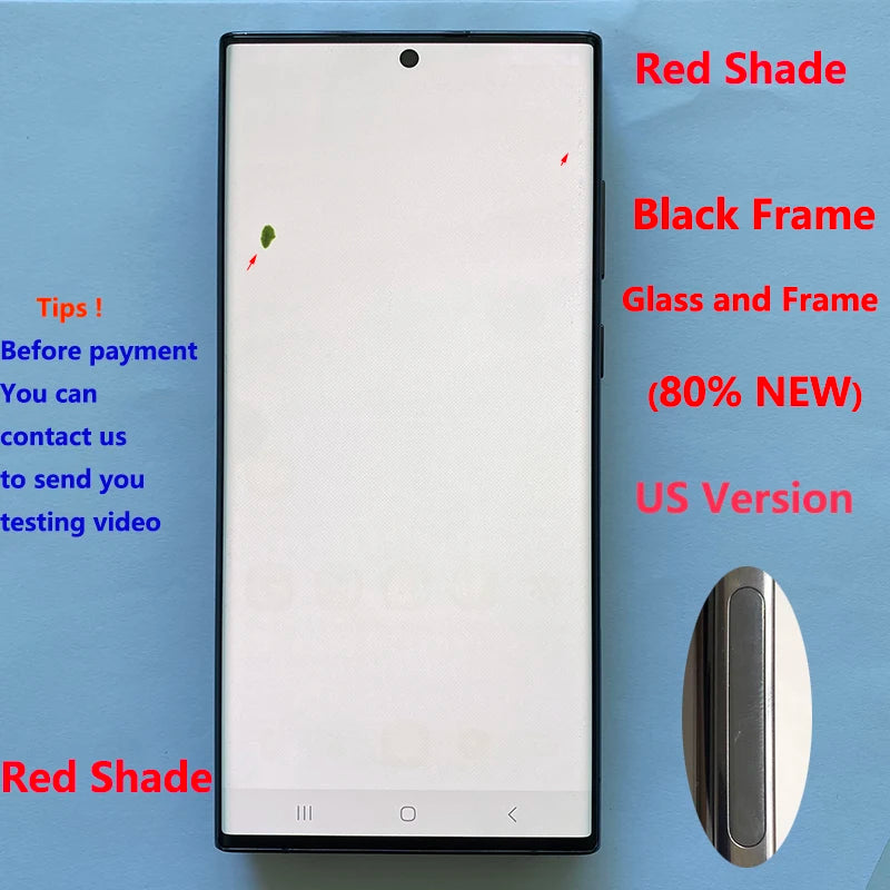 Pantalla 6.8" Super AMOLED con Marco y Digitalizador Táctil para Samsung S22 Ultra 5G (S908/S908U/S908B) (Con Defecto Estético)