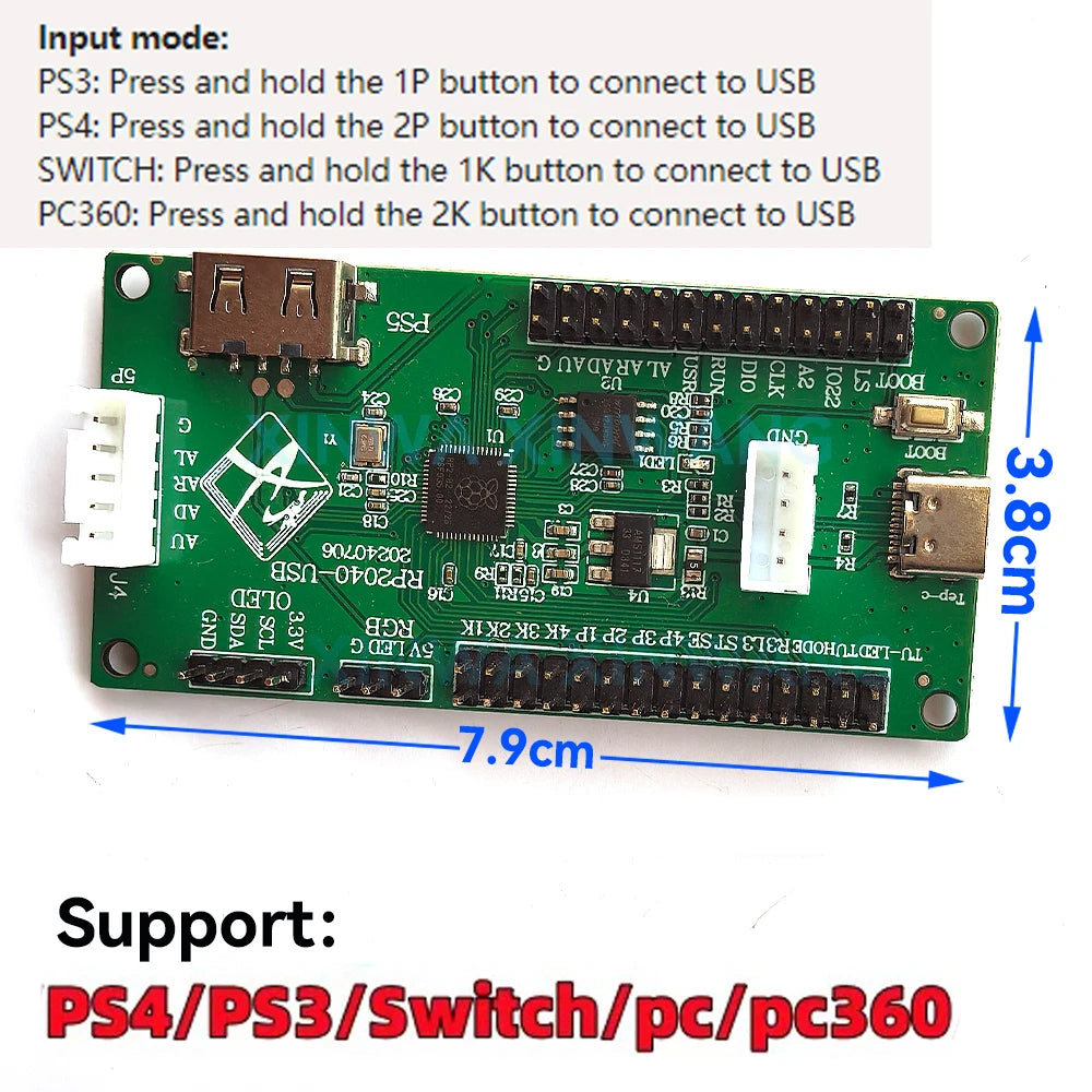 Placa Encoder USB Zero Delay para Joystick Controladora Juego Lucha compatible Raspberry Pi/PC/PS3/Switch/Android (DIY Arcade Neo Geo)