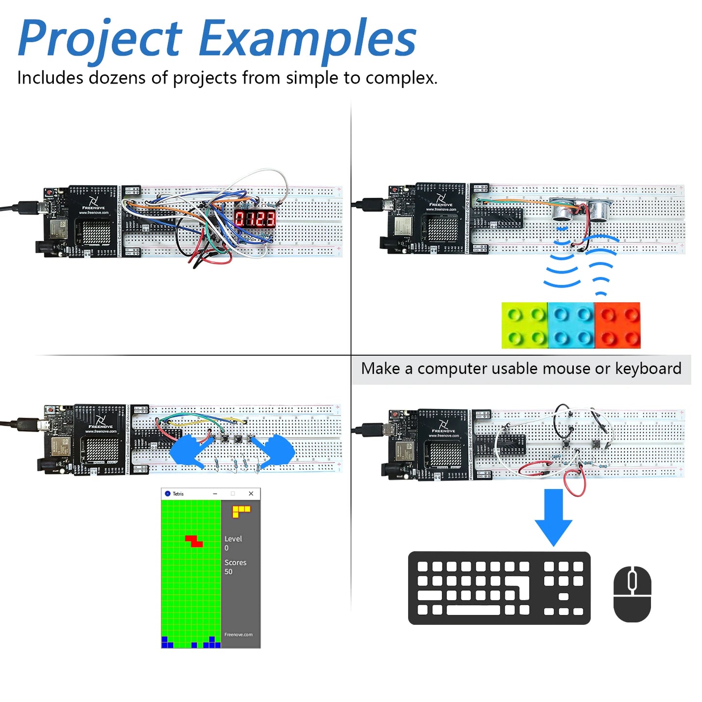 Kit Inicio Freenove Ultimate para Arduino UNO R4 WiFi Mini (V5, ARM Cortex-M4, 220 Items, 78 Proyectos, Tutorial 399 Págs)