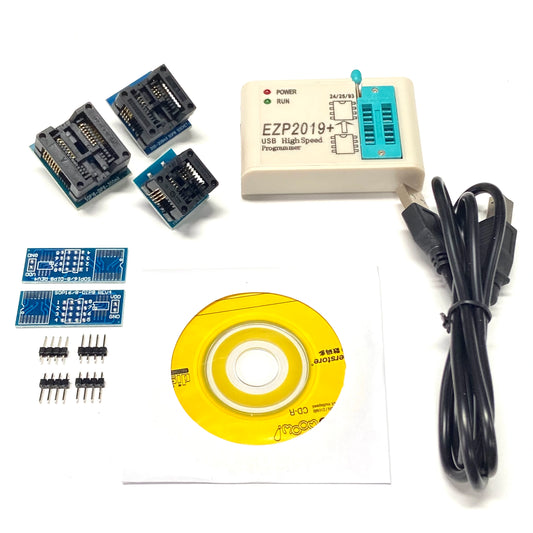 Kit Programador USB SPI Alta Velocidad EZP2019 + 5 Sockets Full Set para EEPROM 24/25/93, Flash 25 BIOS Chip