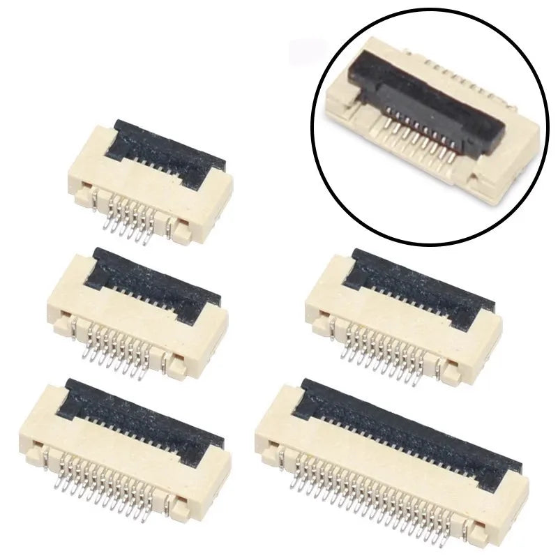10pcs FPC FFC socket Connector 0.5mm 1mm Pitch Flat Cable Flip bottom connection 4-5-6-7-8-9-10-12-14-15-16-18-20-22-24-26 Pin Pines