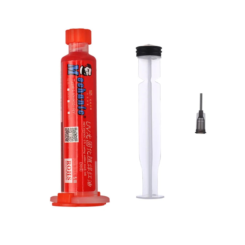 Tinta Máscara Soldadura UV Curado Luz 3 en 1 MECHANIC (Verde) para Reparación Placa Circuito PCB BGA (Previene Corrosión/Arcos)