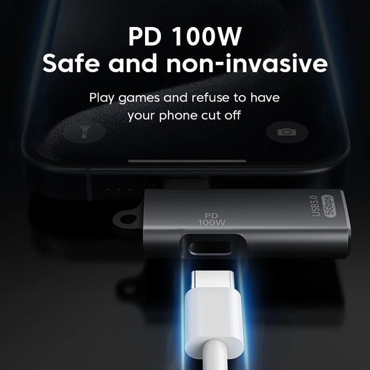 Adaptador OTG Elough 2-en-1 PD 100W (USB-C a USB-C / USB-A a USB-C) para iPhone 15/Laptops/Xiaomi/Huawei