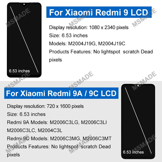 For Xiaomi Redmi 9 9A 9C LCD Display Touch Screen Digitizer For Redmi M2004J19AG M2004J19C Assembly Replacement Parts