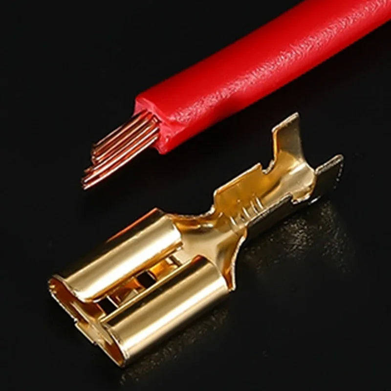 Set Terminales Conector Cable Oro/Plata Macho/Hembra (Tipo Resorte, Desnudo) en Caja (120 Piezas)