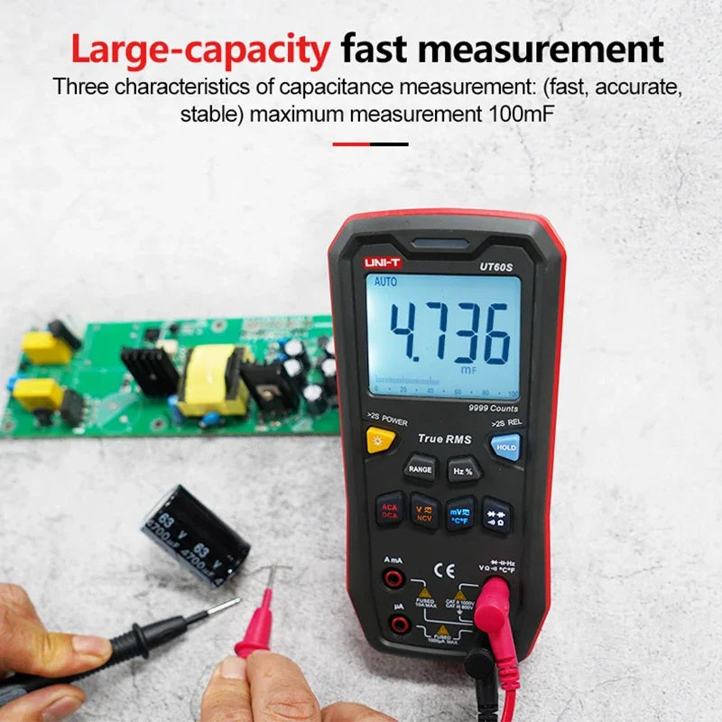 Multímetro Digital Inteligente UNI-T UT60S / UT60BT (Bluetooth) - True RMS, Tester Voltaje 1000V AC/DC, Amperímetro, Frecuencímetro