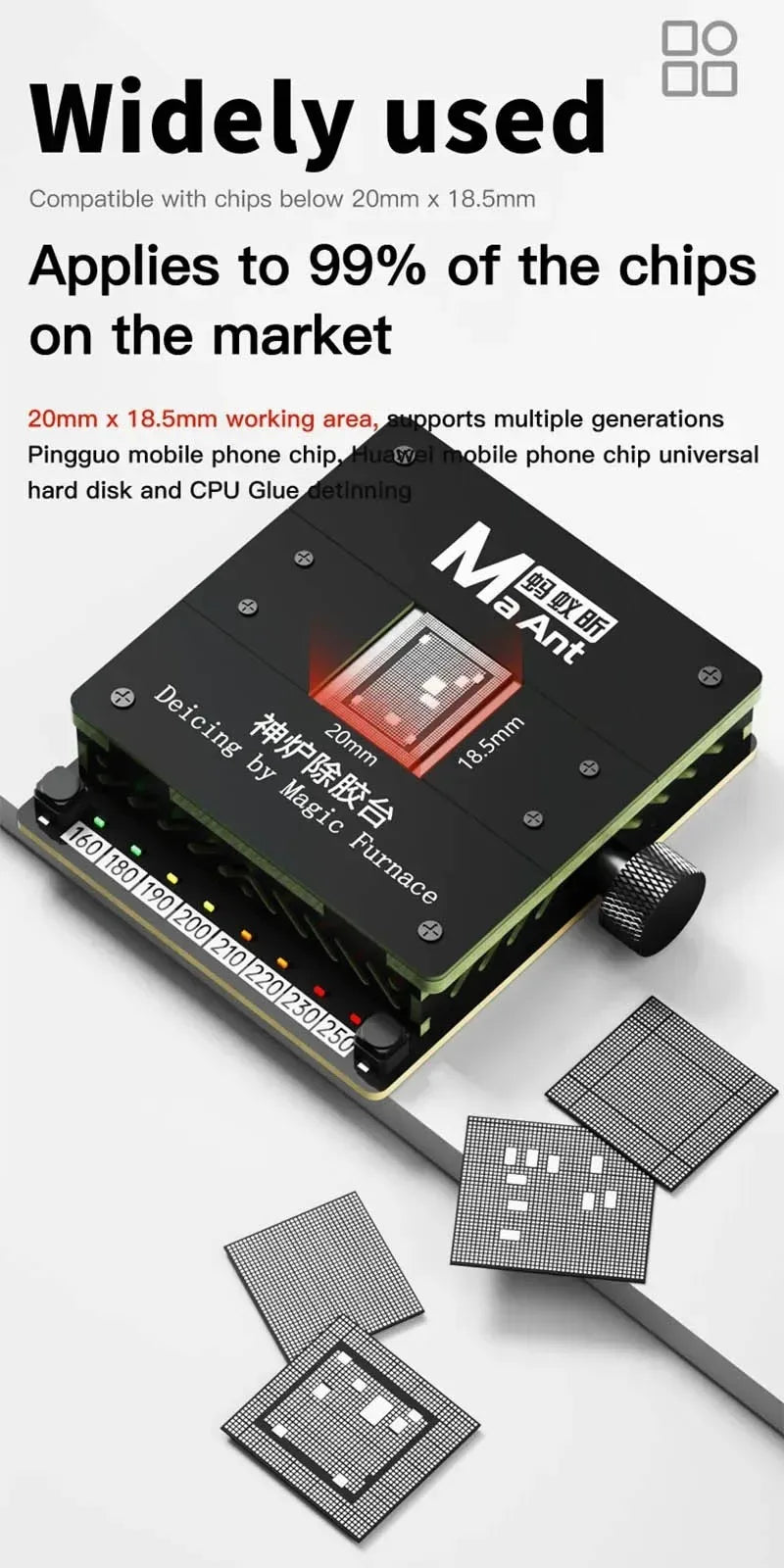 Maant SL-2 Mini Universal Adjustable Temperature CPU Heating Platform for Chip CPU Glue Removal Solder Removal BGA Reballing
