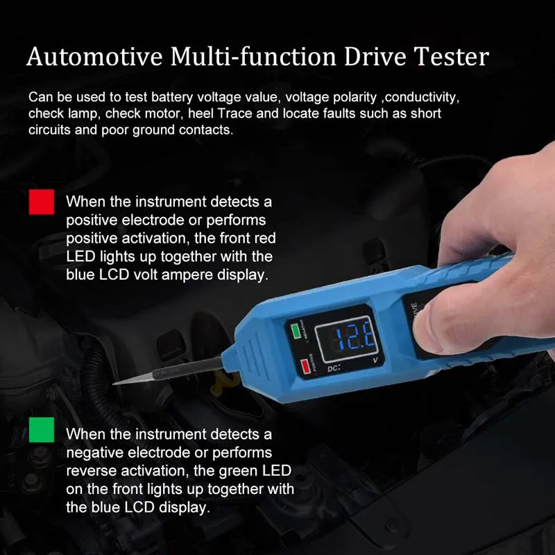 Tester Circuito Eléctrico Aermotor (6V-48V DC) con Display LED y Luz - Herramienta Diagnóstico Sistema Eléctrico Auto