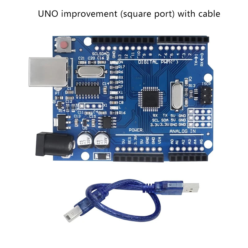 Placa Desarrollo WWZMDiB UNO R3 (ATmega328P) compatible Arduino IDE con Cable USB y Header Pines Rectos 2.54mm