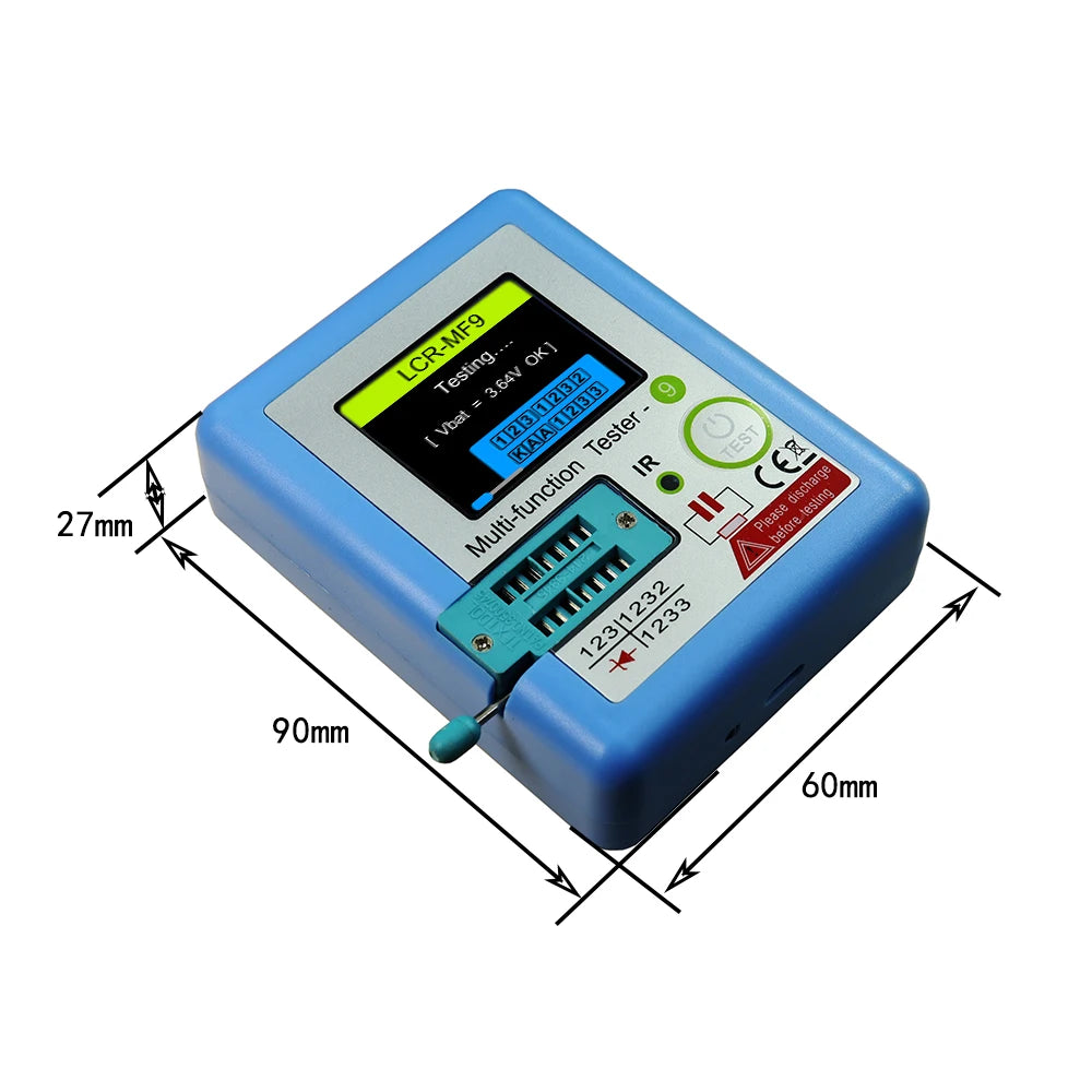 Tester Transistor LCR Multifunción (TC1/T7) - Pantalla TFT, Medidor Diodo, Triodo, Capacitor, Resistencia (MOSFET/NPN/PNP/TRIAC)