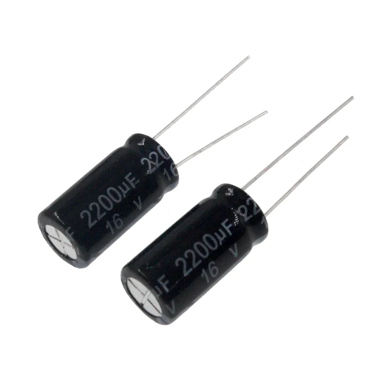 Capacitor Electrolítico Aluminio Radial (2200uF, 16V, 10x20mm) - Pack 10 Unidades