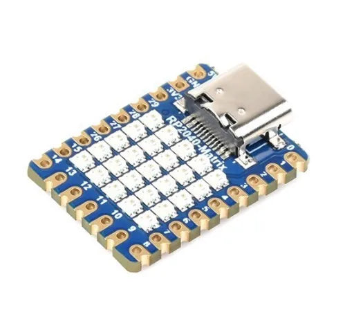 Placa Desarrollo Micro RP2040 Pico (Raspberry Pi) con Módulo Matriz LED RGB 5x5