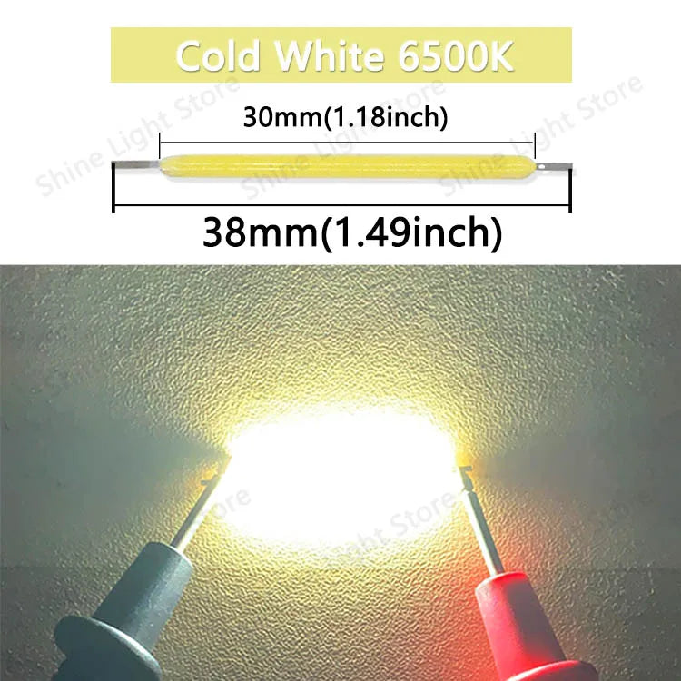 Filamento LED COB 3V 38mm para Bombilla Edison Decoración Hogar/Boda/Camping DIY (10-1200 Piezas)