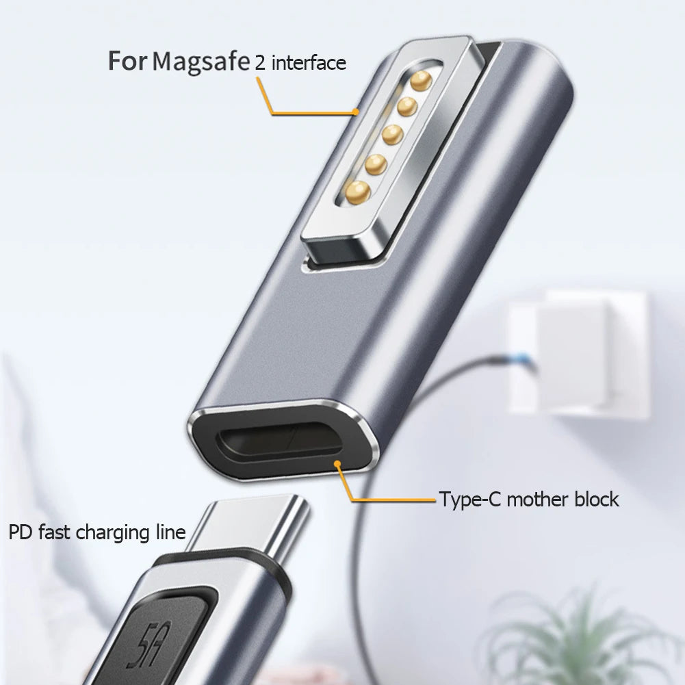 Adaptador Convertidor Magnético USB-C PD a MagSafe 1 / MagSafe 2 para MacBook Pro Plug Carga