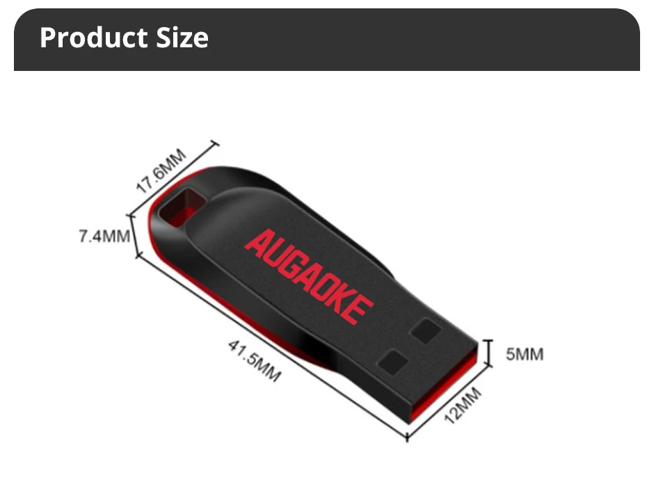 Memoria USB Flash Drive AUGAOKE (32GB/64GB/128GB) Alta Velocidad USB 2.0 / Tipo C Pen Drive para PC
