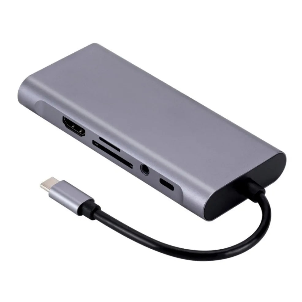 Hub USB-C Docking Station 11-en-1 Tipo-C a HDMI 4K, VGA, RJ45, PD 100W, USB para PC Accesorios Computador