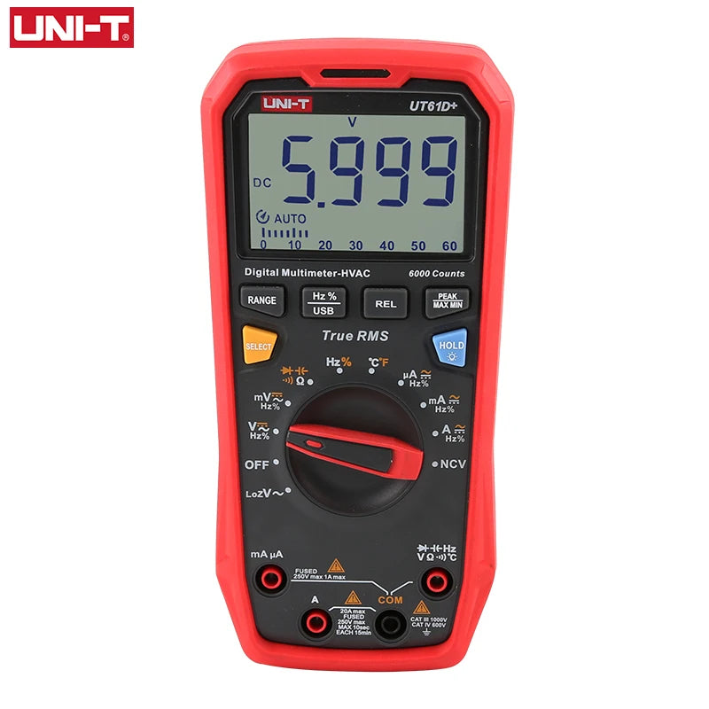 Multímetro Digital Profesional UNI-T UT61E/UT61D/UT61B - Test Capacitancia DC/AC 1000V (60mF/220mF), True RMS, Auto Rango