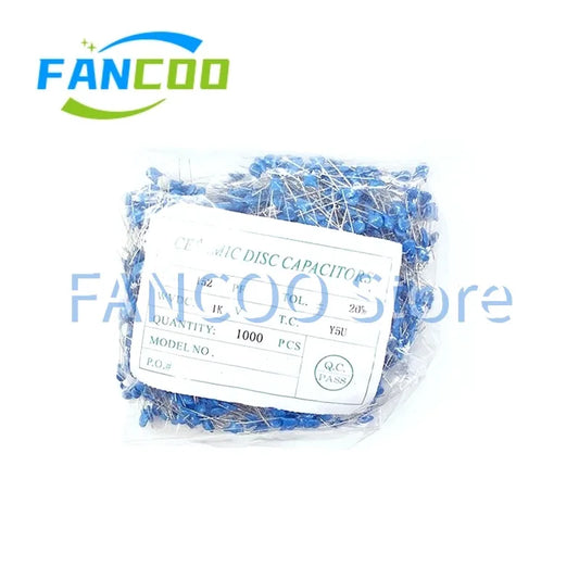 Capacitor Cerámico Alto Voltaje P5mm (10pF-1nF / 101-102, 1kV) - Pack 1000 Unidades (Valores Surtidos)