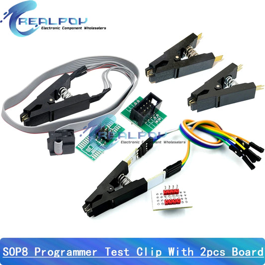 Kit Programador USB CH341A/CH341B 24/25 Series EEPROM Flash BIOS + Clip Test SOP8/SOP16/SOIC8/SOIC16 Clamp