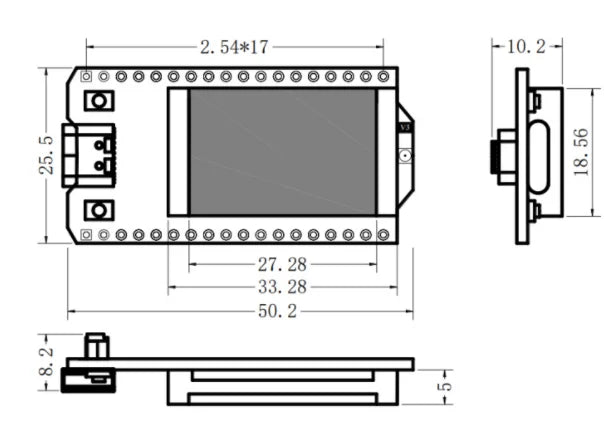 Placa Desarrollo LoRa ESP32 SX1262 WiFi Kit 32 (433-510MHz / 868-915MHz) con Pantalla OLED Azul 0.96" para Arduino