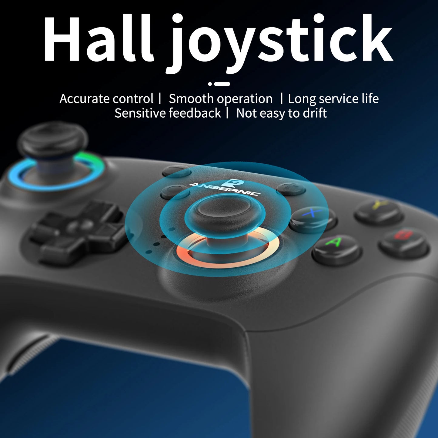 Gamepad ANBERNIC RG P01/RGP01 Bluetooth/Cableado con Joystick Efecto Hall RGB para Switch/PC/Steam/Android/iOS