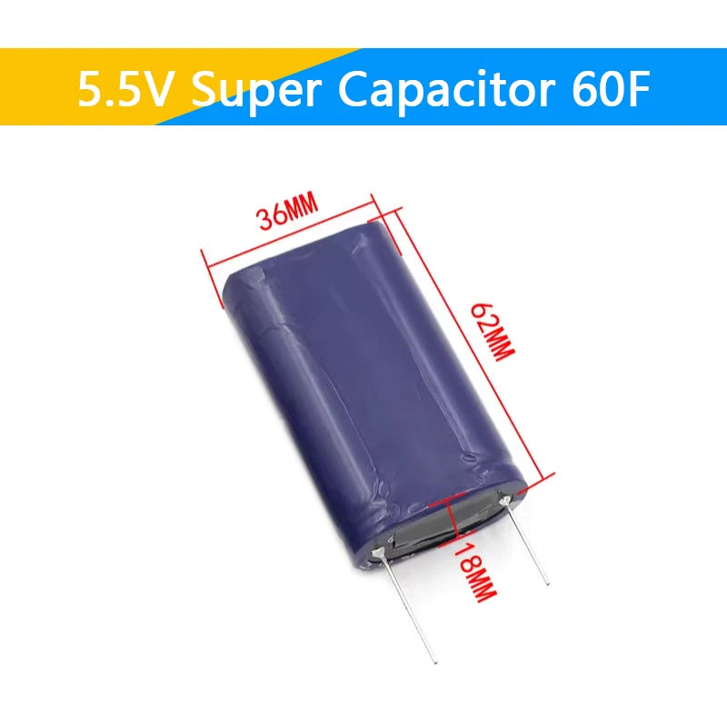 Supercapacitor Farad Tipo Combinación (0.22F-50F, 5.5V) - Unidad (Especificar Valor)
