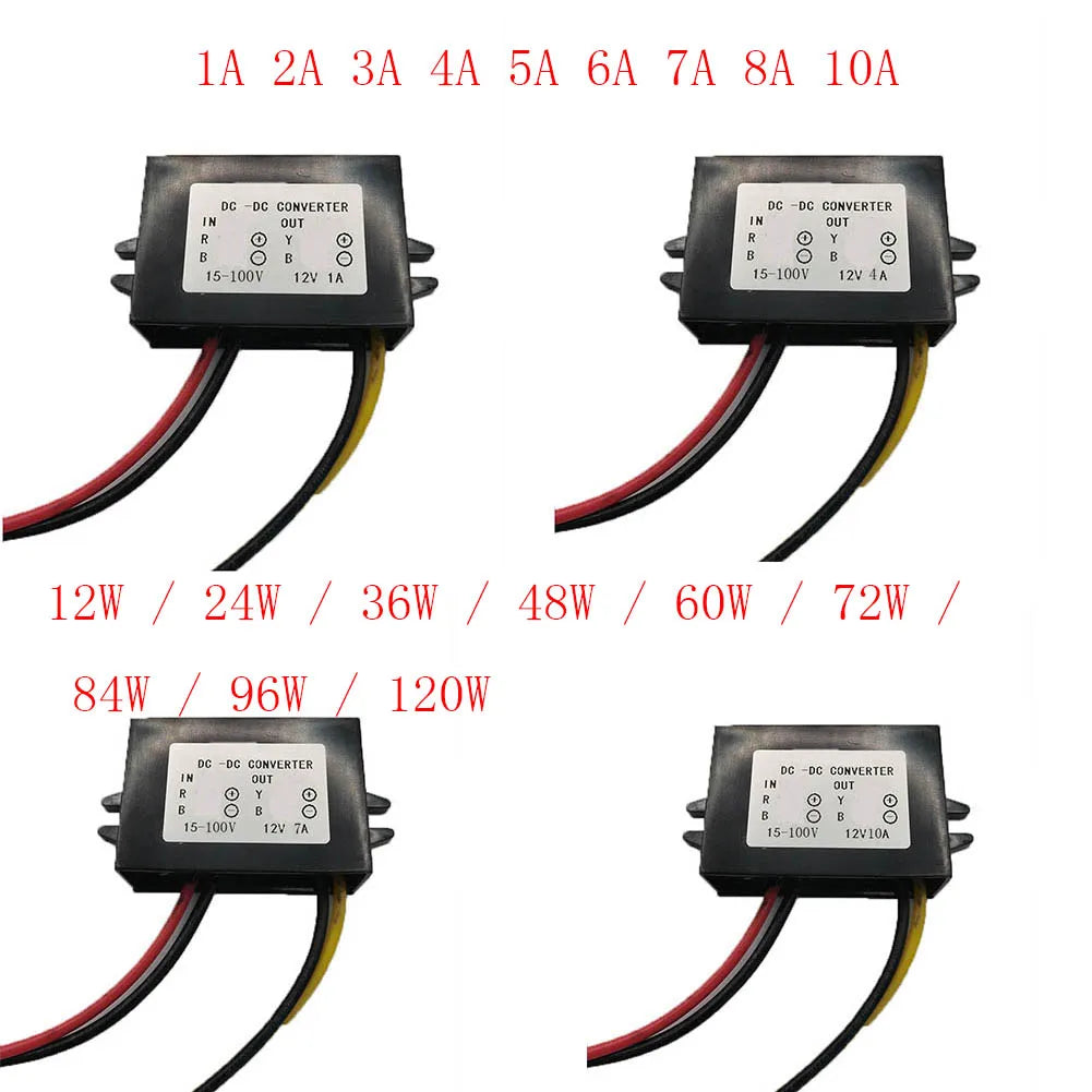 Convertidor Buck DC-DC 15V-100V a 12V (1A-10A) Step-Down Regulador Voltaje Transformador Auto