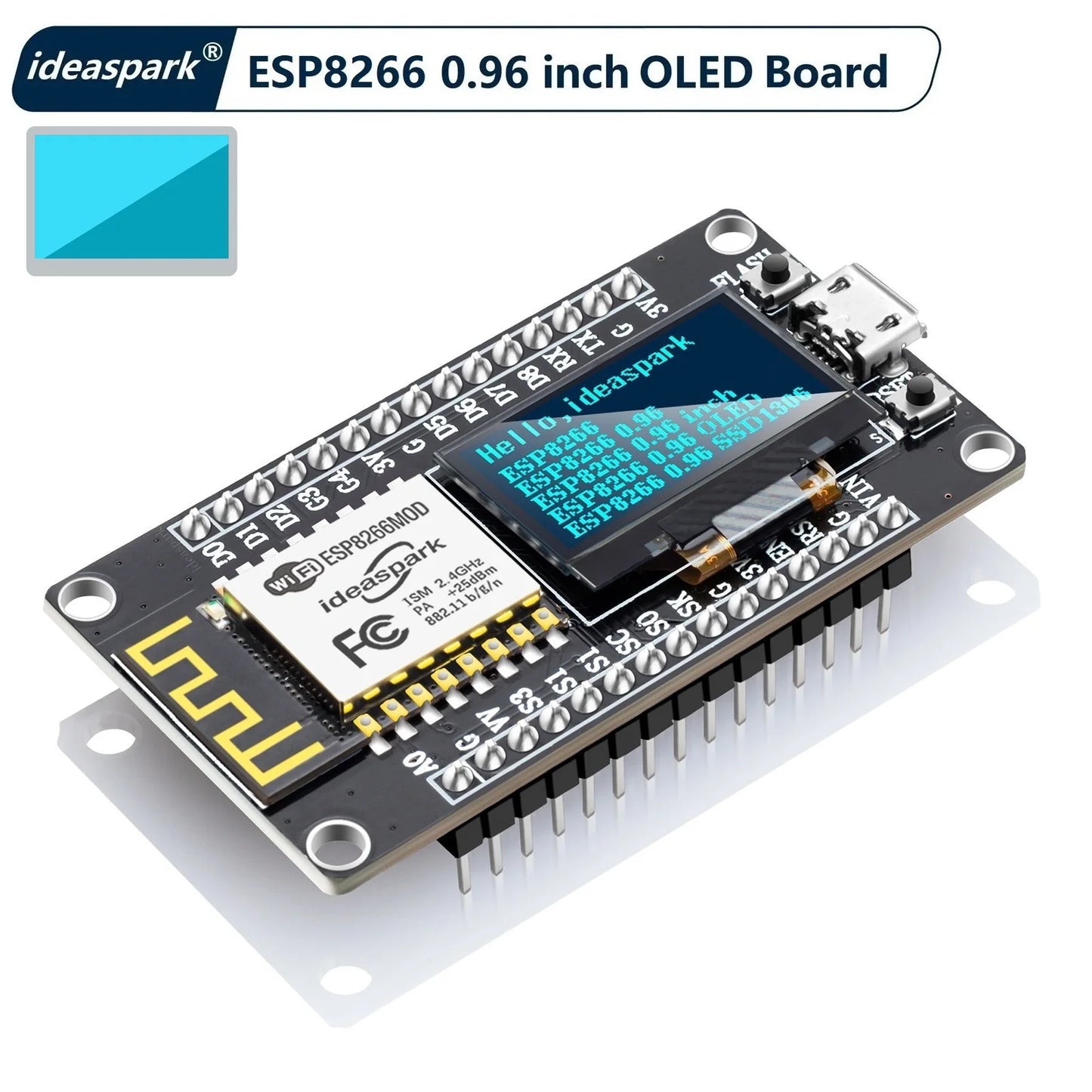 Placa Desarrollo NodeMCU ESP8266 con Display OLED 0.96" CH340 ESP-12E WiFi Micro USB Arduino/Micropython