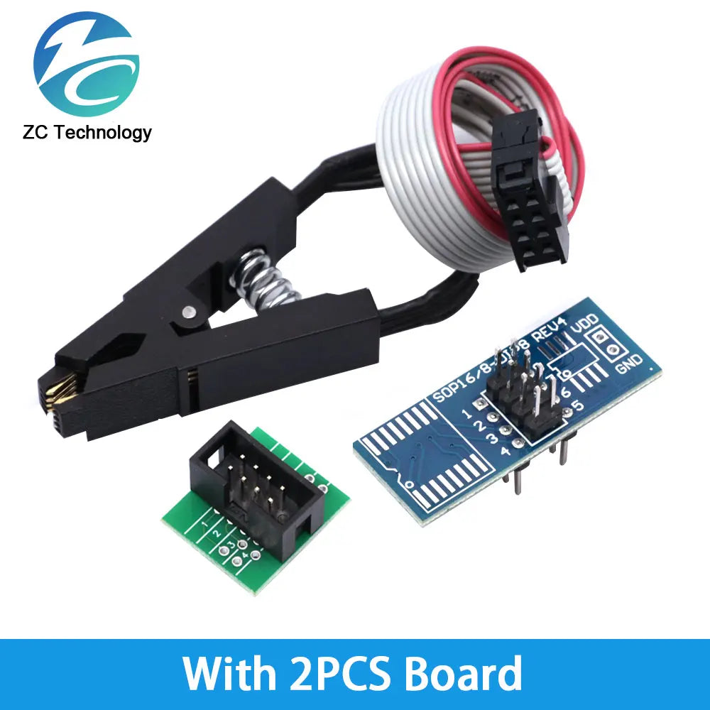 Kit Programador USB CH341 Original 24/25 Series EEPROM Flash BIOS + Clip Test SOIC8/SOP8