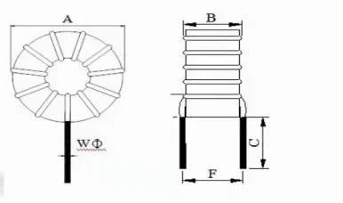 Inductor Núcleo Toroide 65125 Aluminio - Varios Valores (10uH a 220uH) - Lote 5 Piezas
