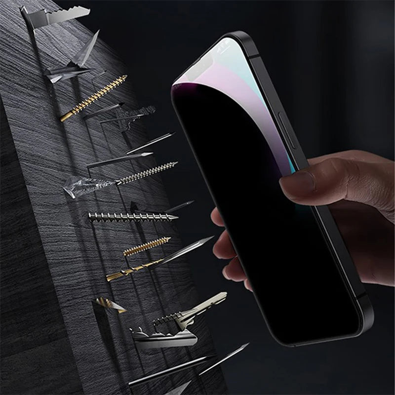 Protector Pantalla Privacidad Anti-Espía Cristal Templado para iPhone 11-15 Pro Max/13 Mini / 14 Plus (Pack 3 Unidades)