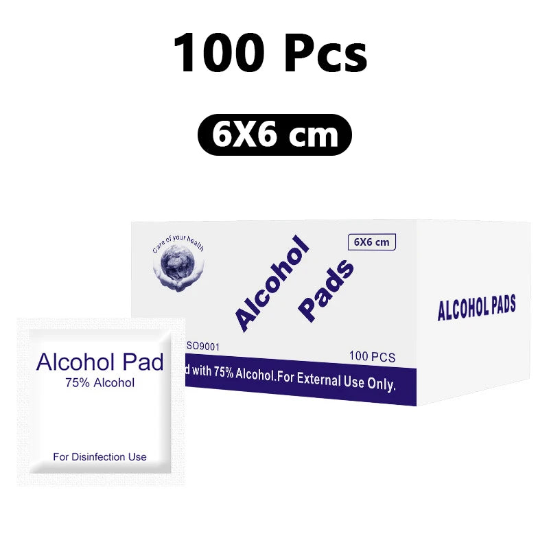 100Pcs/box 75% Alcohol Wipes Individually Wrapped For Disposable Cleaning Pads Car Detail Glass Wash Towel Screen Glasses Clean