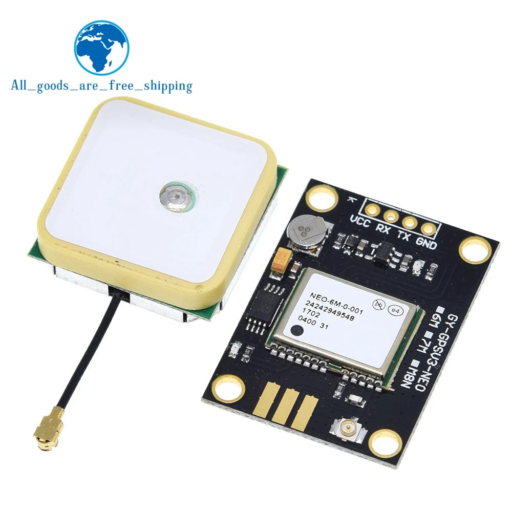 Módulo GPS TZT GY-NEO6MV2 (NEO-6M) con Antena Grande y EEPROM para Control Vuelo MWC/APM2.5 Arduino