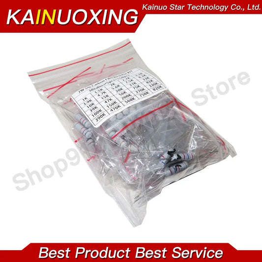 Kit Resistencia Película Carbono 5% (2W/3W/5W, 30 Valores x 5pcs = 150pcs, 0.1R-820K Ohm)