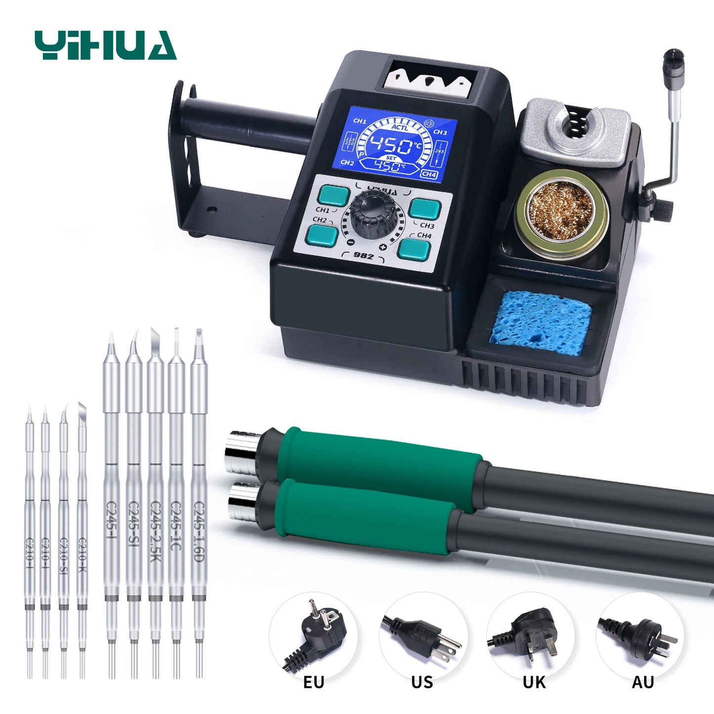 YIHUA 982 Repaid Heating Soldering Iron Staion Compatibled C210 Solder Iron Handle Electronic Welding Rework Station