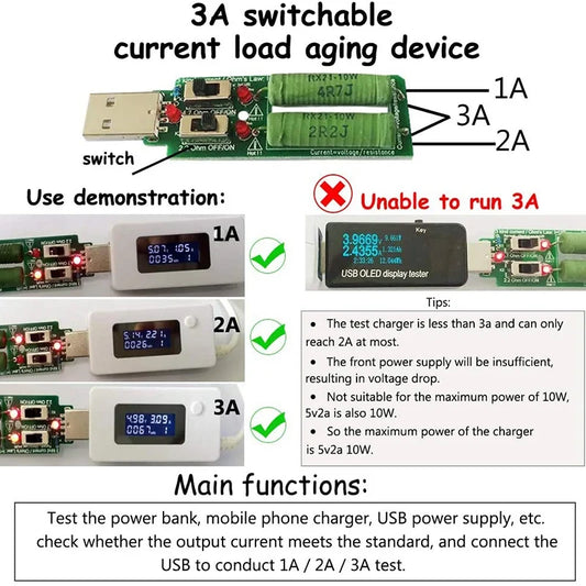 Tester USB-C 2 en 1 (Tipo C + USB A) - Multímetro Digital IPS Color (Voltaje, Corriente, Potencia, Temp) + Carga Simulada