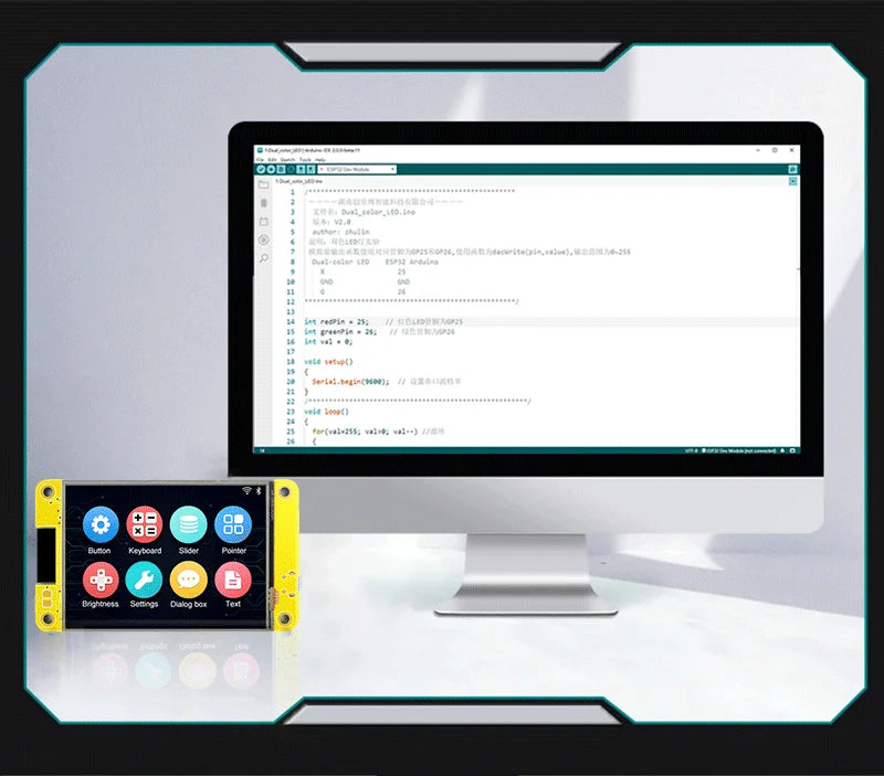 Placa Desarrollo ESP32 LVGL Arduino (WROOM) con Pantalla Táctil LCD TFT 2.8" (240x320) WiFi y Bluetooth