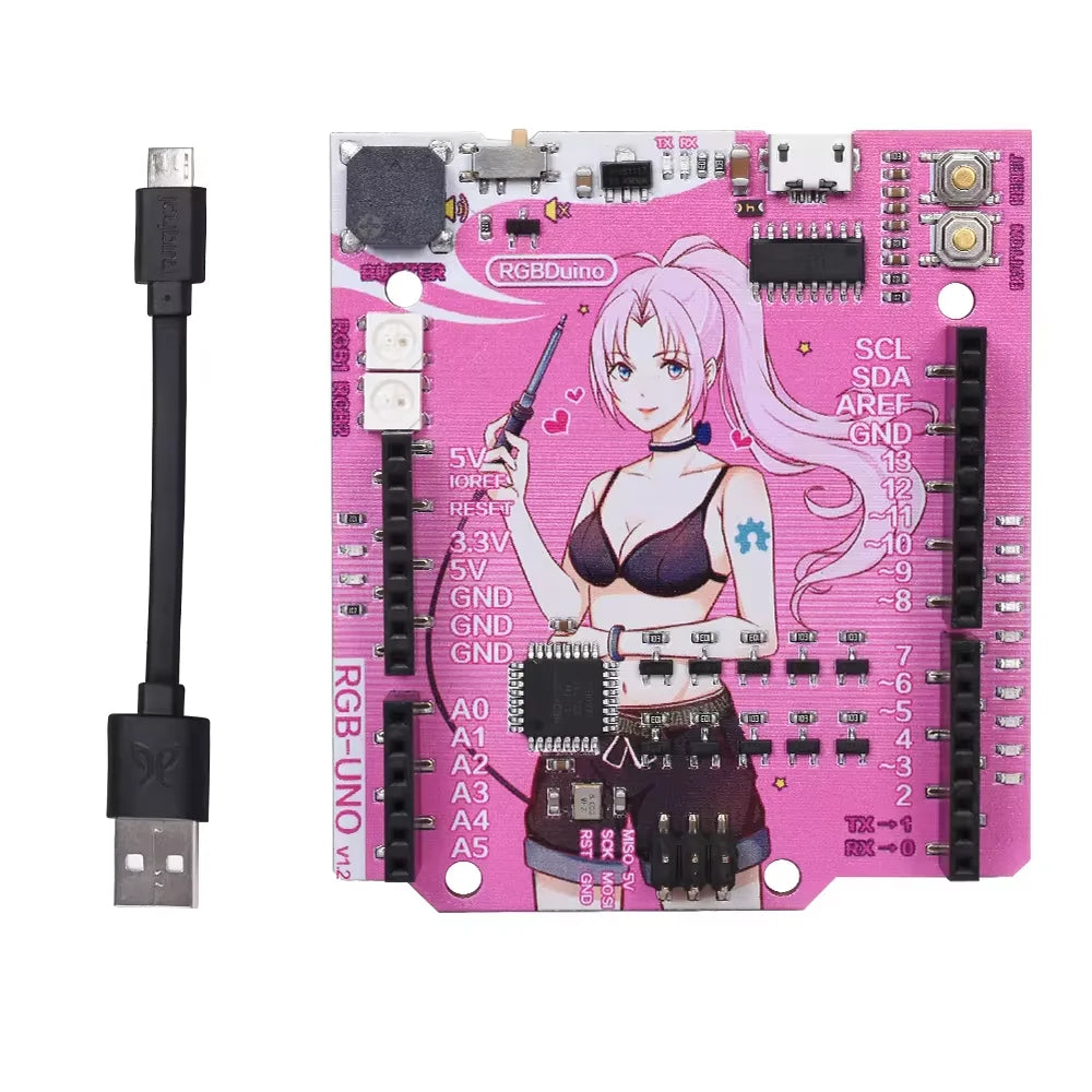 Placa Desarrollo RGBDuino UNO V1.2 Jenny (ATmega328P, CH340C) Mejora vs Arduino UNO R3 para Raspberry Pi 4/3B