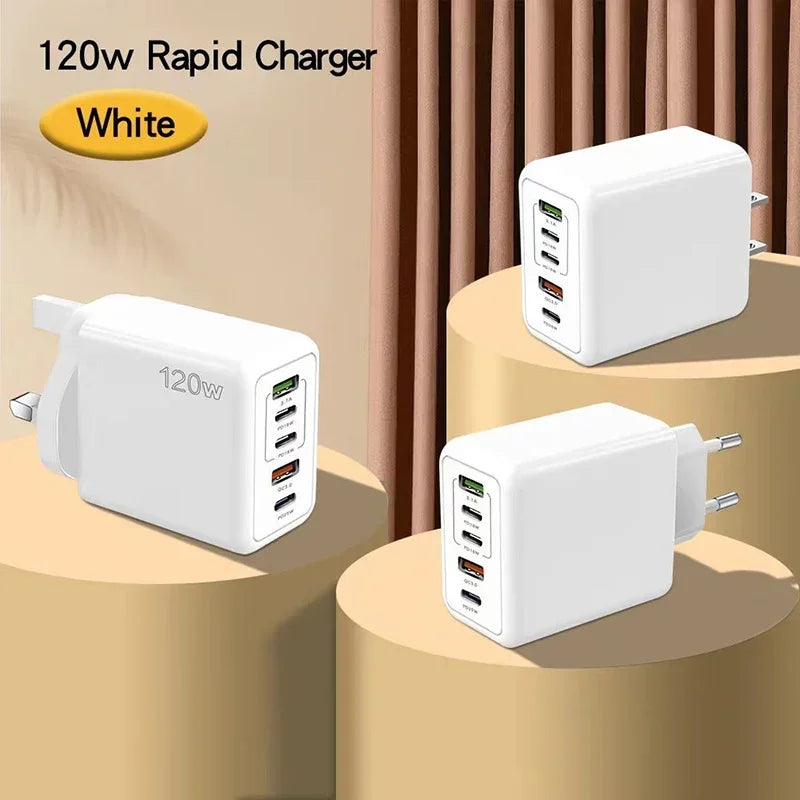 Cargador Xiaomi 120W Carga Rápida Multi 5 Puertos USB-C PD Adaptador para iPhone/Xiaomi/Samsung