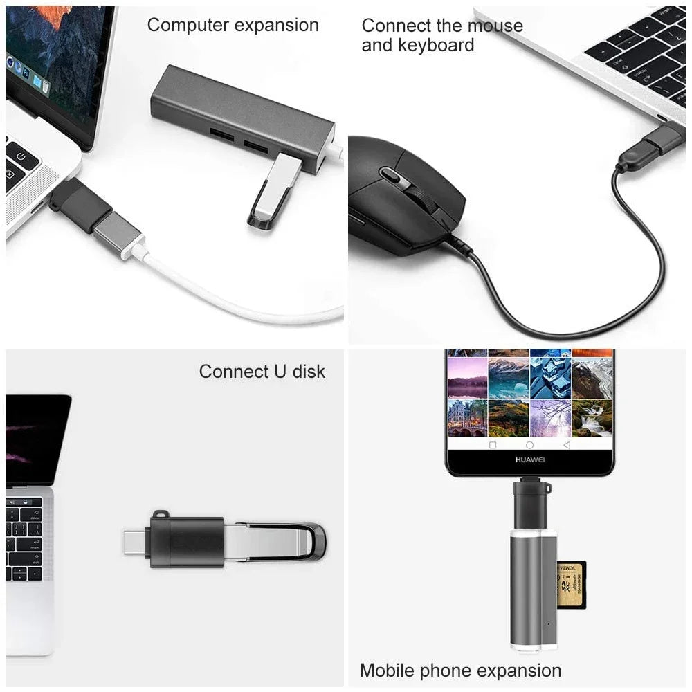 Adaptador Convertidor OTG USB 3.0 Macho a Tipo C Hembra para Cargador/PC/MacBook/Auto/USB iPad (2 Unidades)