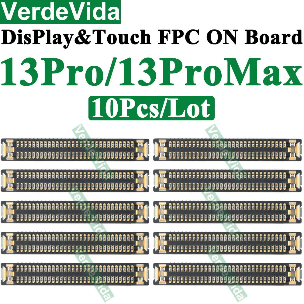Conector FPC Pantalla LCD / Táctil en Placa Base para iPhone X/XS/XR/11/12/13/14/15/16 Pro Max/Plus (10 Unidades)