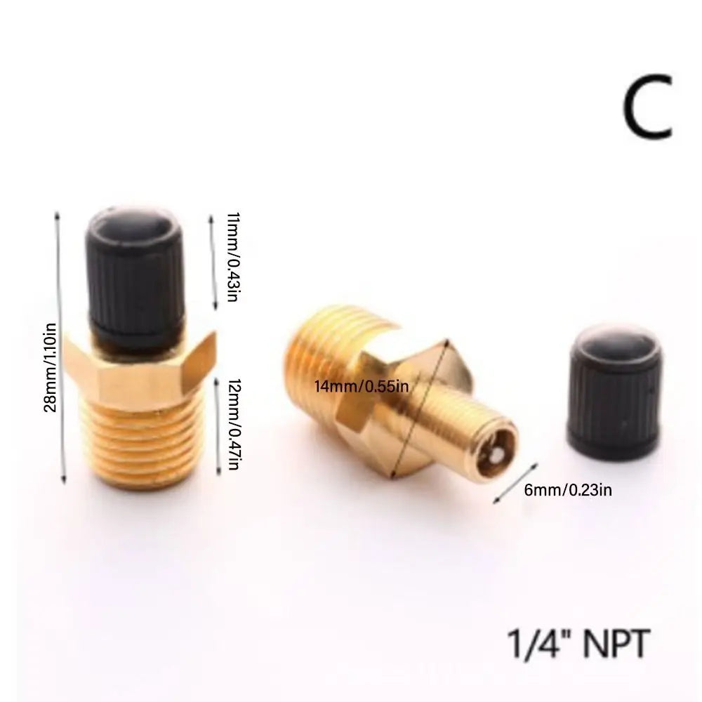 Válvula Llenado Tanque Compresor Aire Latón Anti-Corrosión Schrader (Rosca 1/4 NPT / 1/8 NPT / M10) Núcleo Válvula Neumático Auto