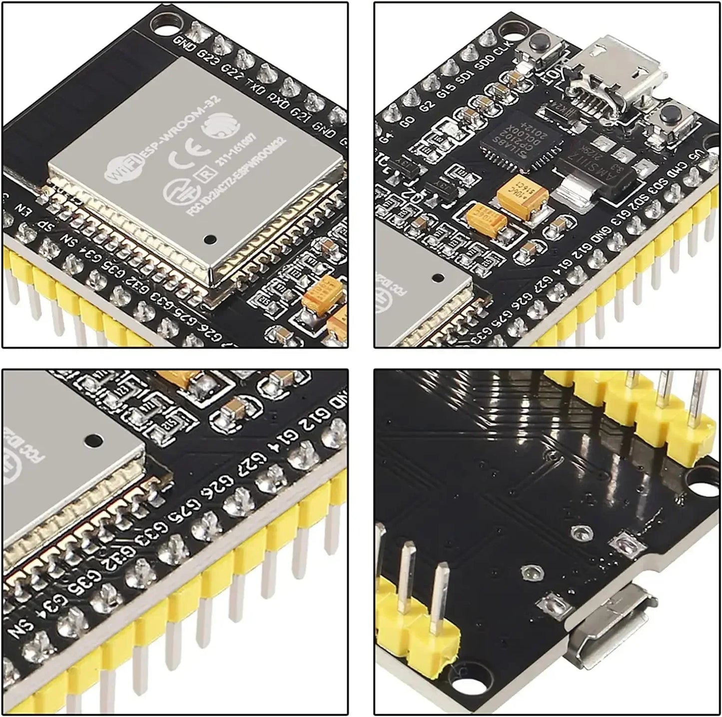 Placa Desarrollo ESP32 (30/38 Pines, ESP32-WROOM-32D/32U/32S) Módulo Inalámbrico WiFi + Bluetooth Doble Núcleo Bajo Consumo