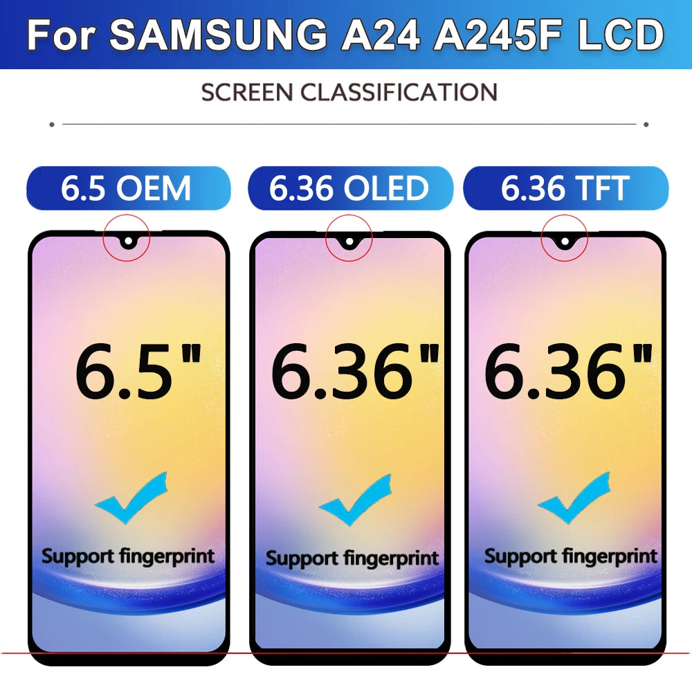 Pantalla LCD AMOLED de 6,5 pulgadas para Samsung Galaxy A24 4G, montaje de digitalizador con pantalla táctil para Samsung A245F A245M A245N, repuesto LCD