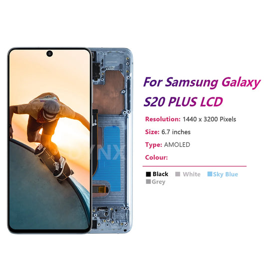 Pantalla AMOLED de 6,7 pulgadas para Samsung Galaxy S20 Plus LCD G985 G985F G985F/DS G986 LCD S20 + con montaje de digitalizador de cristal táctil