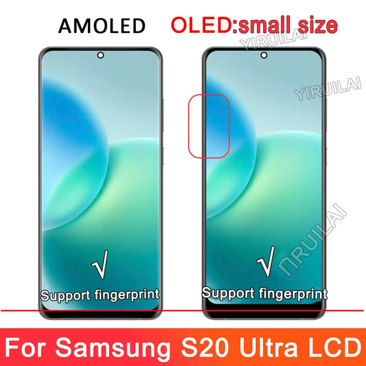 Pantalla Super AMOLED S20 Ultra para pantalla Samsung Galaxy S20 Ultra 5G pantalla Lcd pantalla táctil Digital con marco DIY