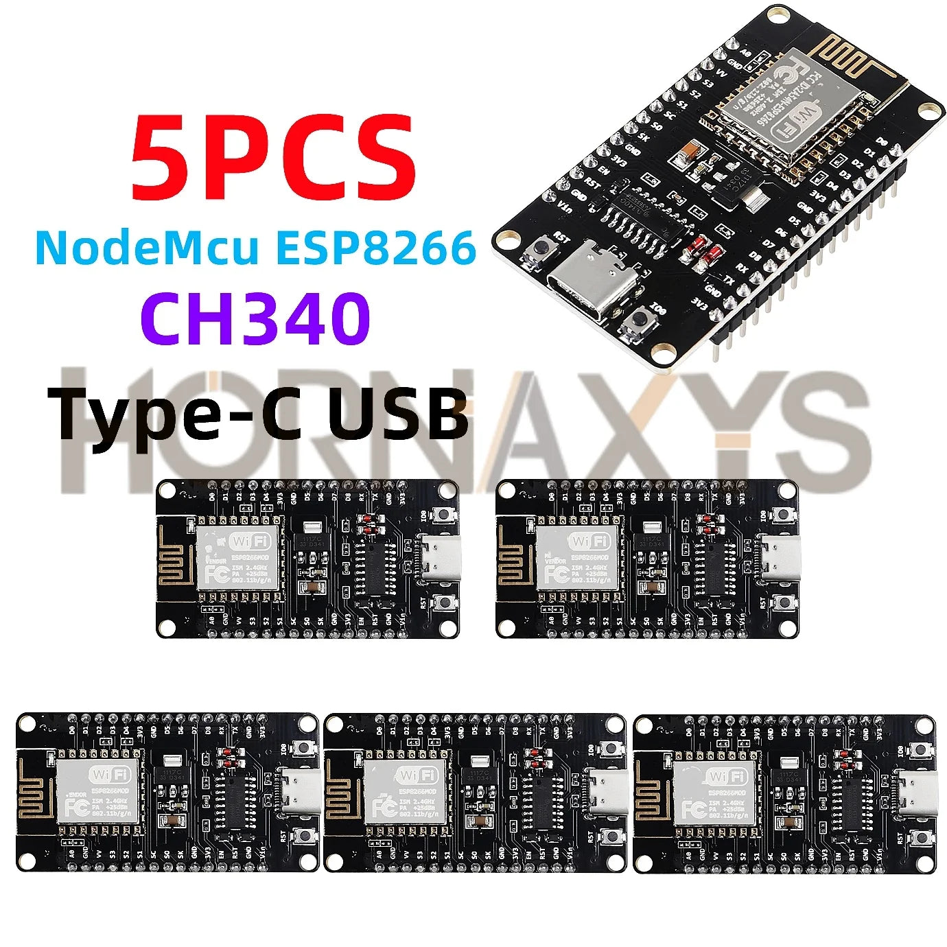 Placa Desarrollo NodeMCU ESP8266 LUA (ESP-12E, CH340, 4MB Flash, Tipo C) Módulo WiFi Inalámbrico Serial para Arduino (1-10 Unidades)