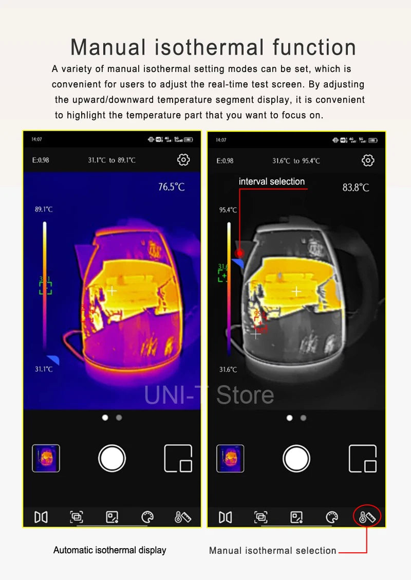 Termógrafo Móvil UNI-T UTi260M para Android (Tipo C) - Herramienta Temperatura Módulo PCB/Electrónico