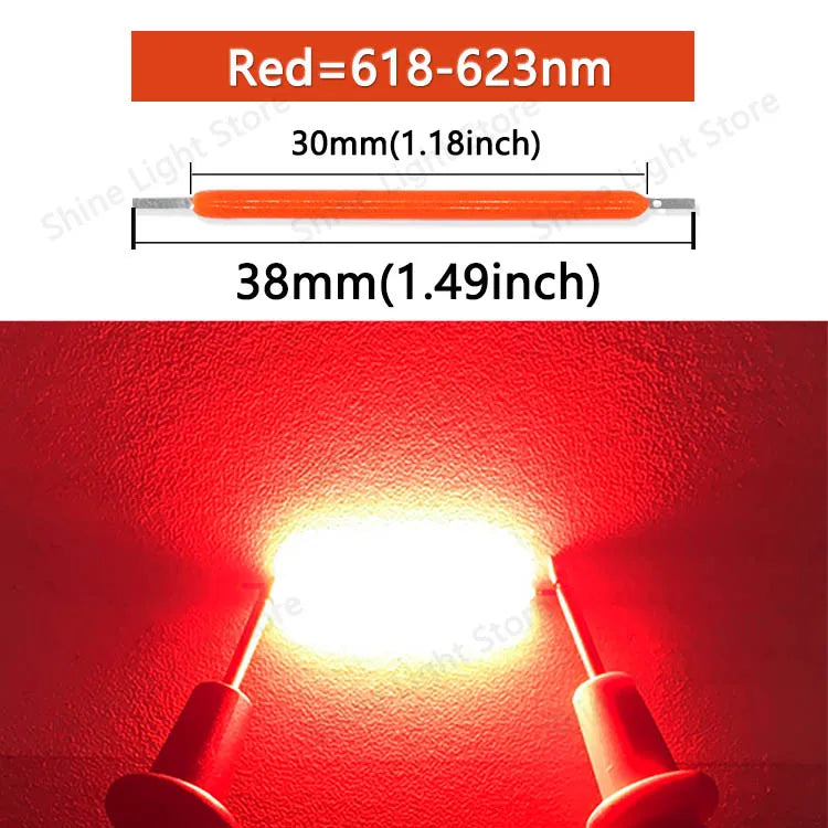 Filamento LED COB 3V 38mm para Bombilla Edison Decoración Hogar/Boda/Camping DIY (10-1200 Piezas)